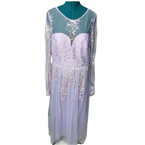 Mesh & Lace Dress Purple Satin Fairy Whimsy Princess Dress Party Plus Sz 20/ 1x‎